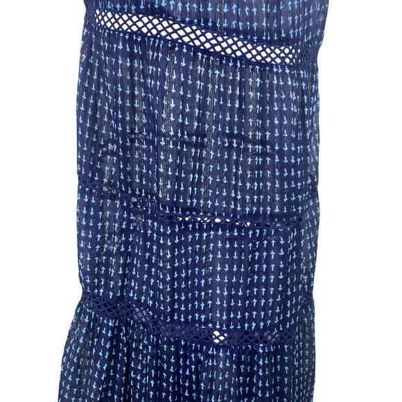 FREE PEOPLE Midnight Dance Maxi Dress Navy Blue Tiered Ruffle Beach Boho Sz S - Picture 7 of 10